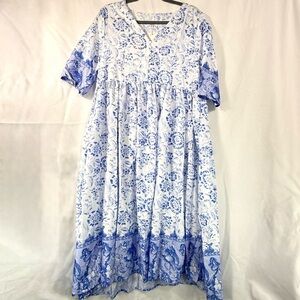 Maldila Blue and White Floral Dress | L